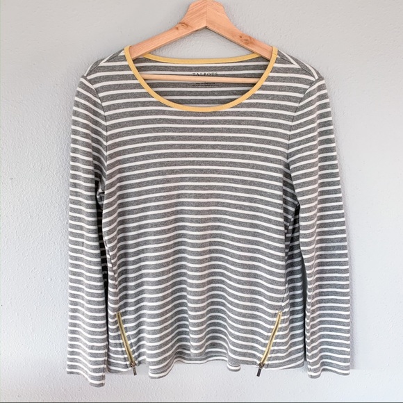 Talbots Outlet | Stripe Zipper Shirt 3/4 sleeve - Picture 1 of 4